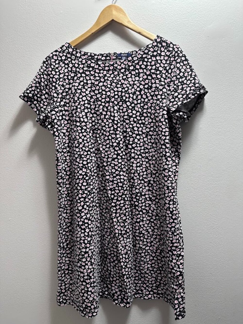 Hatley Floral Zip-Back Tee Or Shift Dress Black Pink Daisy Print XL